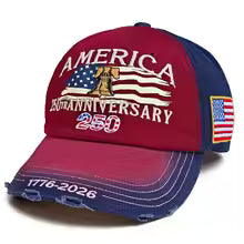 250th Anniversary USA Hat 250 Year American Patriotic Retro Baseball Caps United States Adjustable Embroidered Cap America Gifts