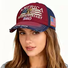 250th Anniversary USA Hat 250 Year American Patriotic Retro Baseball Caps United States Adjustable Embroidered Cap America Gifts